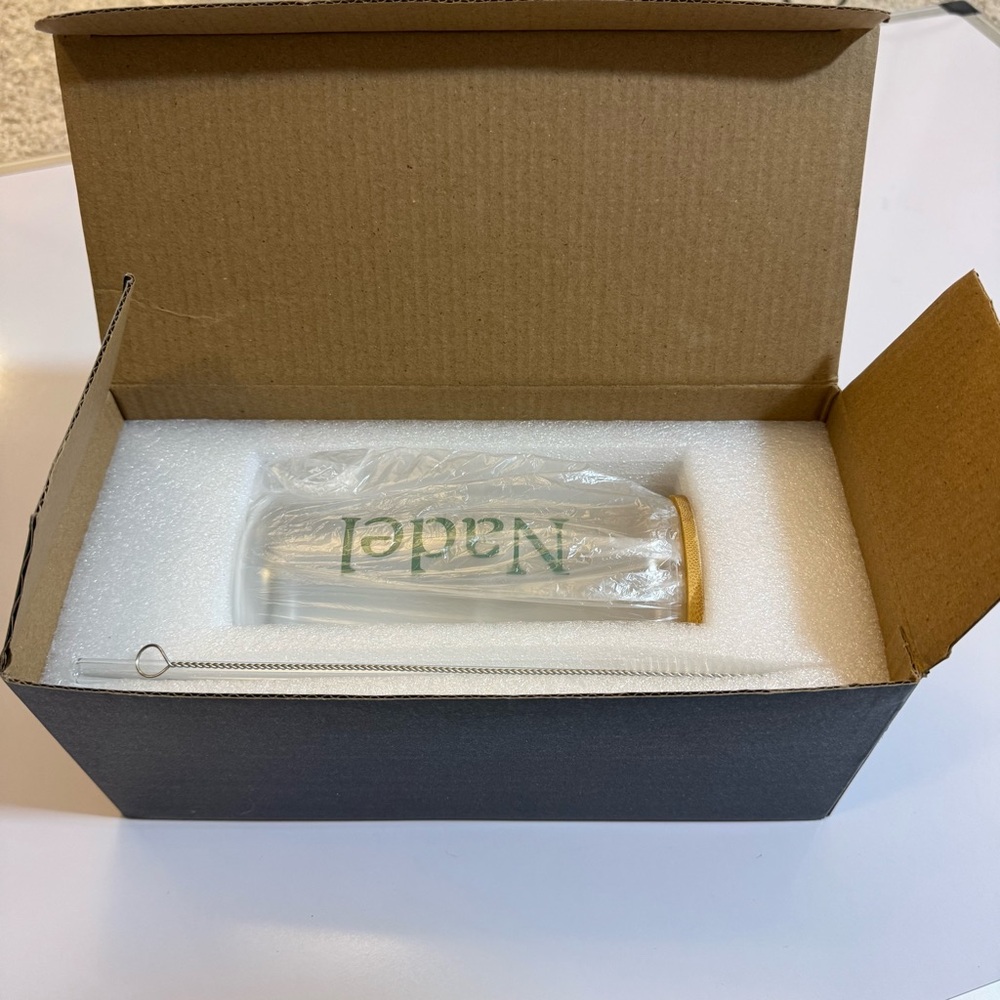 Clear Glass Tumbler with glass straw